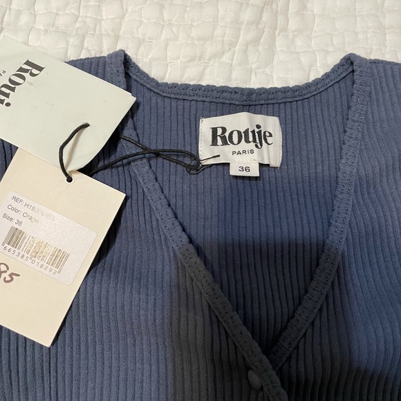 Rouje Julien blue wrap top sz 36 NWT - Picture 3 of 5